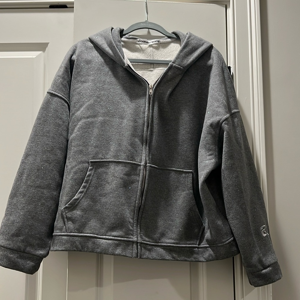 Alexander Wang gray glitter sweatshirt, Size Large